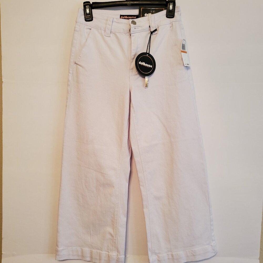 NWT Dollhouse Boggy Denim Jeans Wide Leg White Color High Rise 3/4.